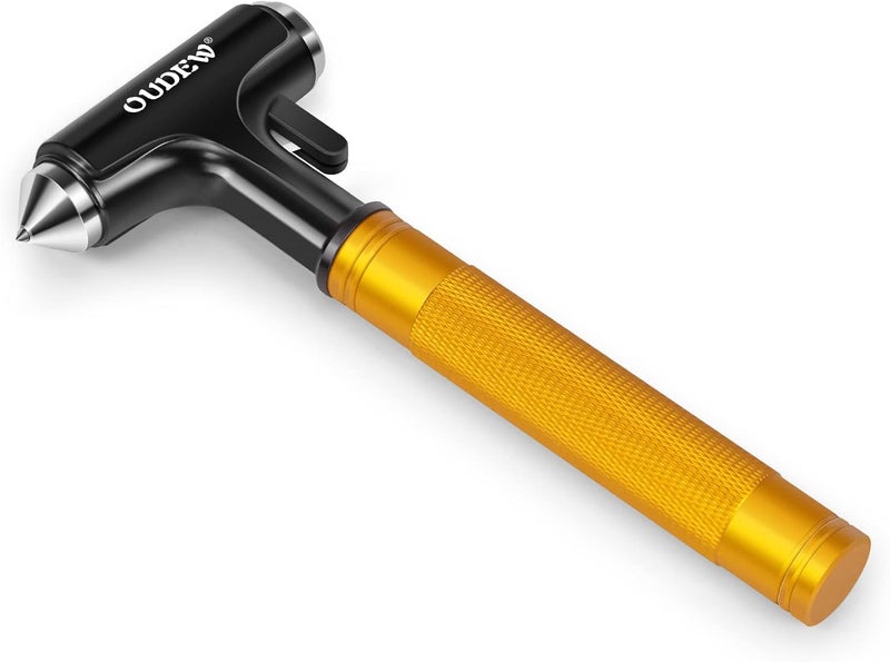OUDEW Car Safety Hammer, Car Glass Breaker with Seat Belt Cutter, Automotive Escape Tool, Metal Window Breaker, Emergecy Safety Hammer for Accidents (Gold) - Image 1